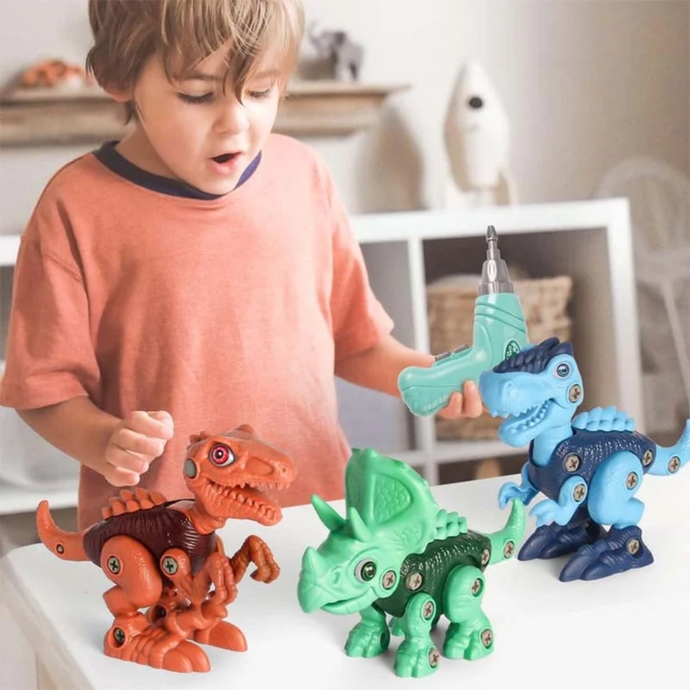 Kids Dinosaur Building Toy – Take-Apart Dinosaur Construction Set with Electric Drill