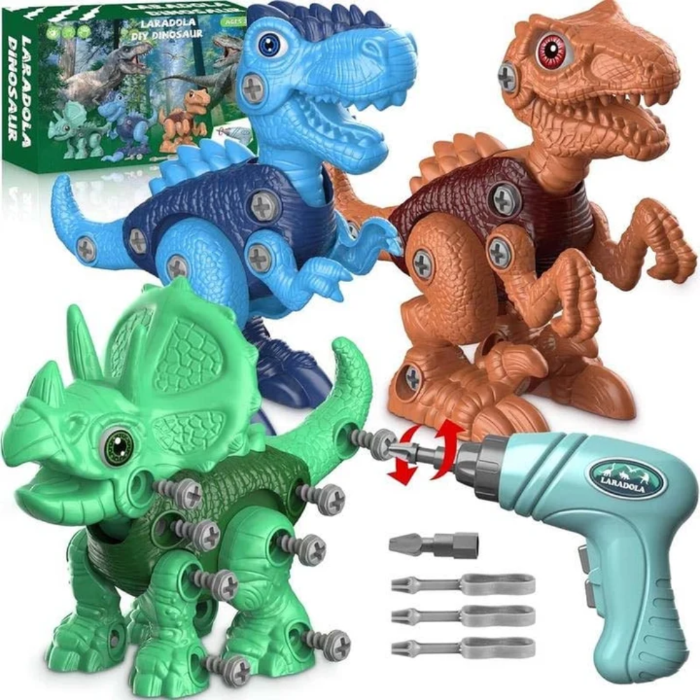 Kids Dinosaur Building Toy – Take-Apart Dinosaur Construction Set with Electric Drill