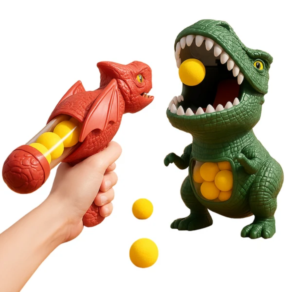 Kids Dinosaur Foam Ball Blaster Game – Soft Ball Shooting Toy with Dino Target