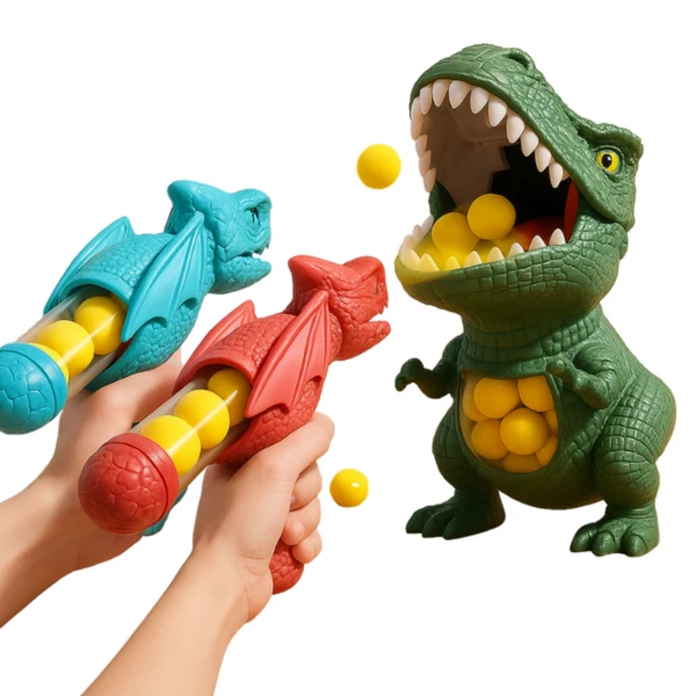 Kids Dinosaur Foam Ball Blaster Game – Soft Ball Shooting Toy with Dino Target