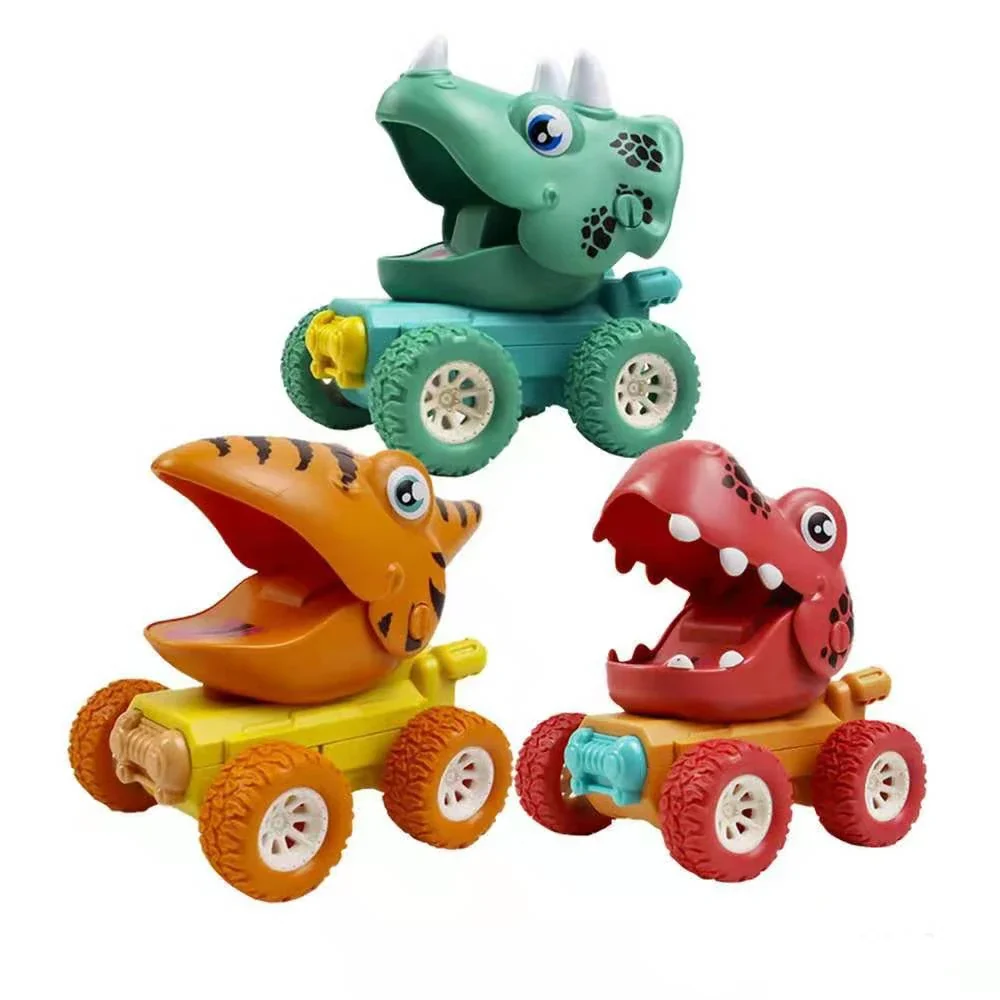 Kids Dinosaur Monster Truck Set – 3 Pack Push and Go Toy Cars
