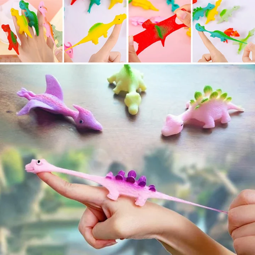 Kids Dinosaur Slingshot Toys – 10-Pack Stretchy Flying Dinosaur Party Favors