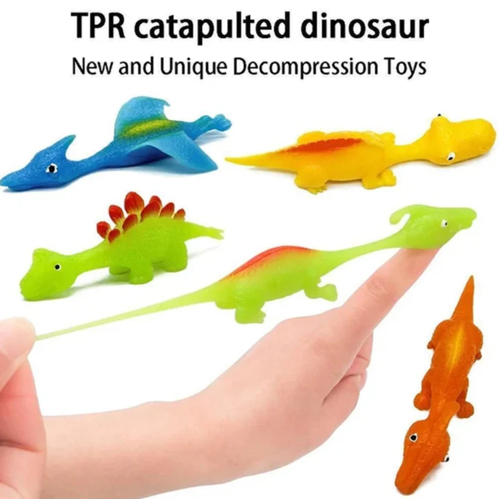 Kids Dinosaur Slingshot Toys – 10-Pack Stretchy Flying Dinosaur Party Favors