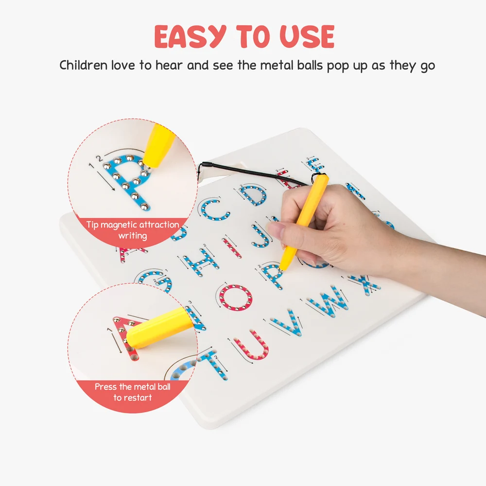 Kids Double-Sided Magnetic Alphabet Board – Uppercase and Lowercase Letter Tracing Toy with Stylus