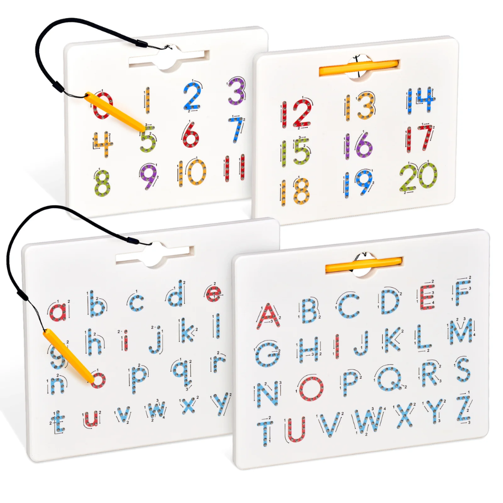 Kids Double-Sided Magnetic Alphabet Board – Uppercase and Lowercase Letter Tracing Toy with Stylus