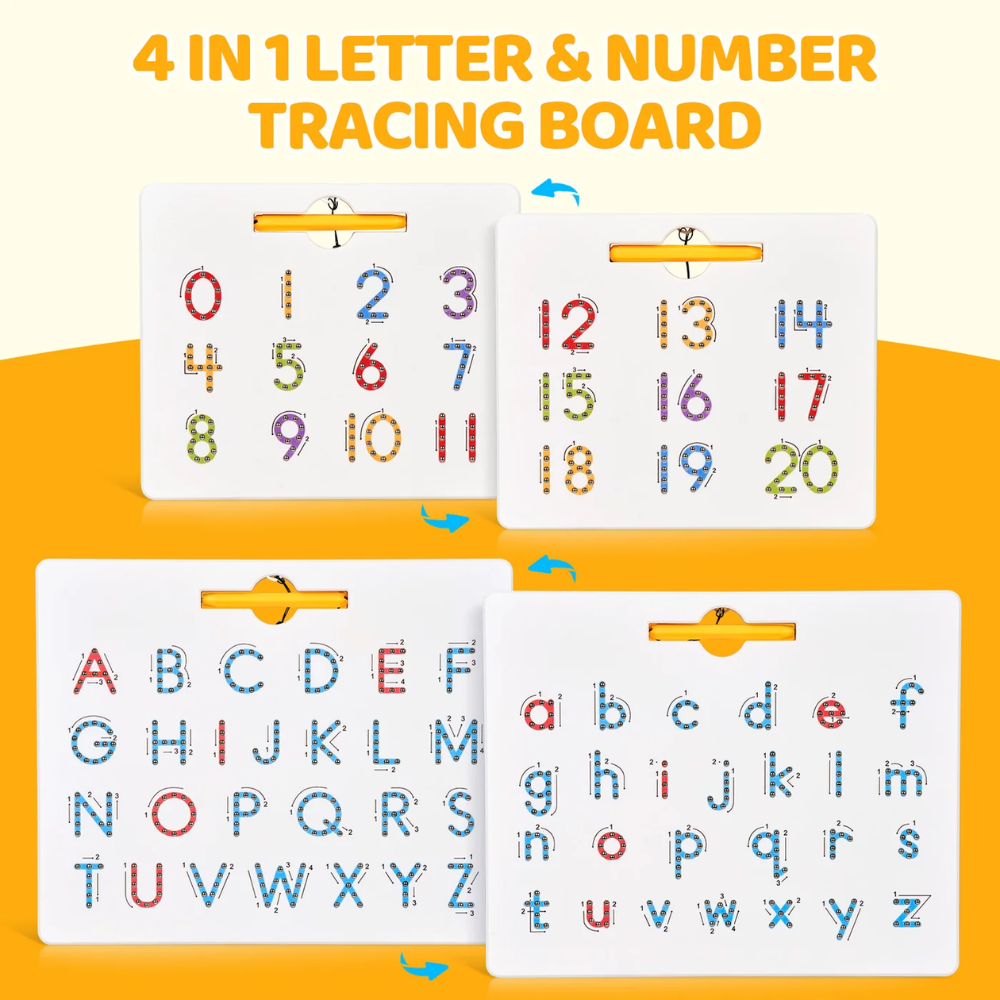 Kids Double-Sided Magnetic Alphabet Board – Uppercase and Lowercase Letter Tracing Toy with Stylus
