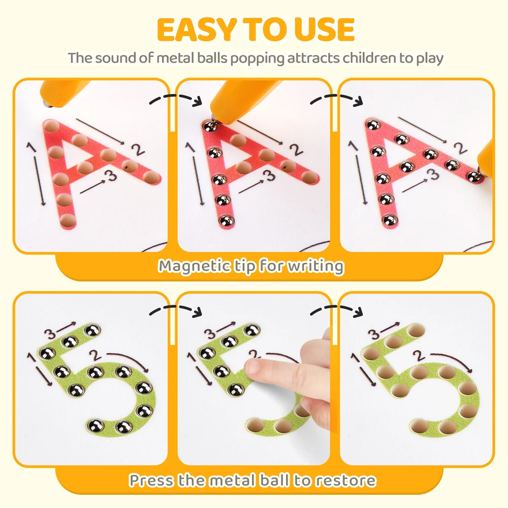 Kids Double-Sided Magnetic Alphabet Board – Uppercase and Lowercase Letter Tracing Toy with Stylus