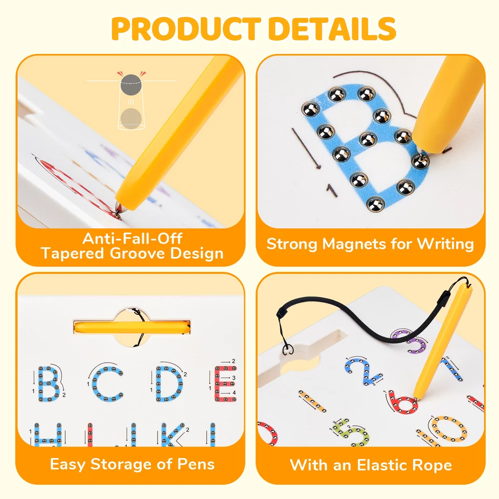 Kids Double-Sided Magnetic Alphabet Board – Uppercase and Lowercase Letter Tracing Toy with Stylus