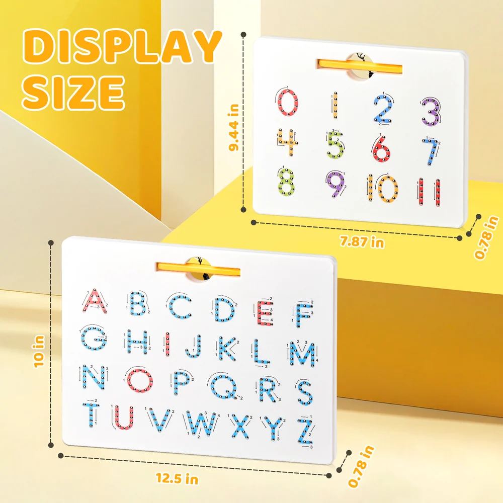 Kids Double-Sided Magnetic Alphabet Board – Uppercase and Lowercase Letter Tracing Toy with Stylus