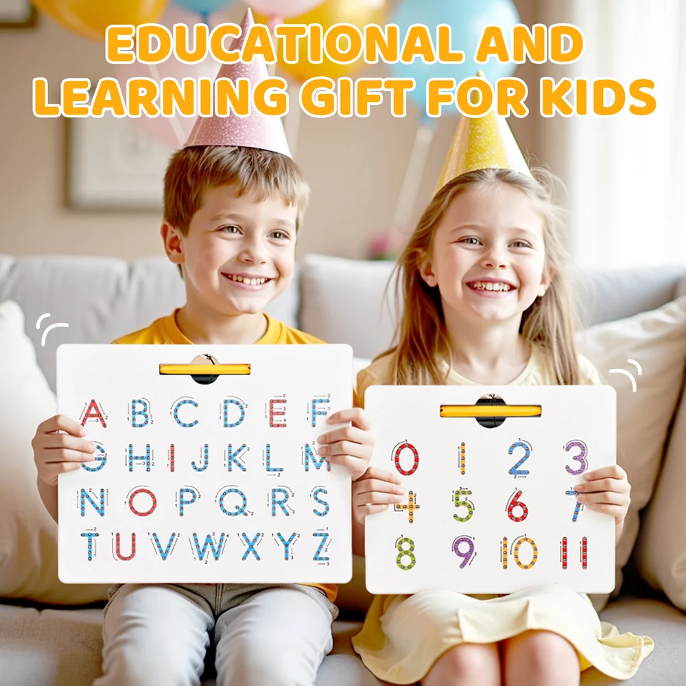 Kids Double-Sided Magnetic Alphabet Board – Uppercase and Lowercase Letter Tracing Toy with Stylus