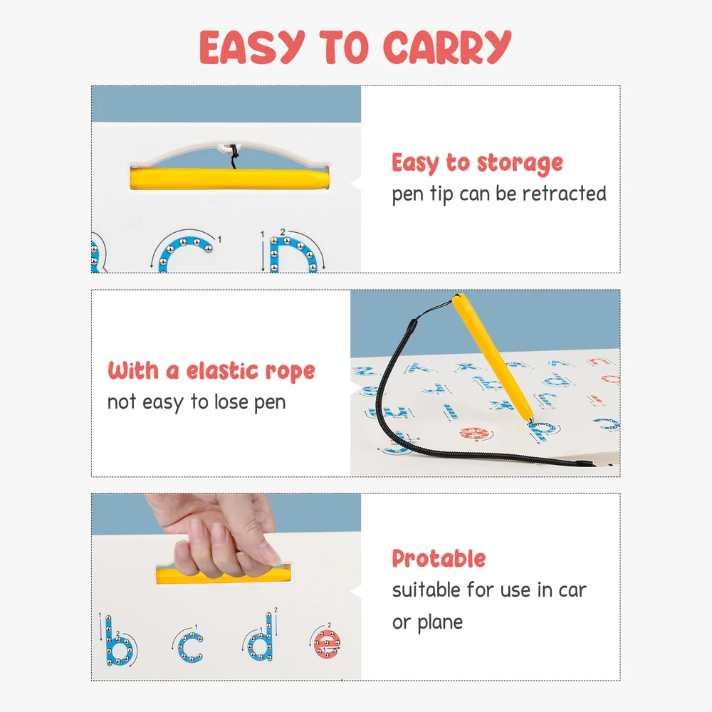 Kids Double-Sided Magnetic Alphabet Board – Uppercase and Lowercase Letter Tracing Toy with Stylus