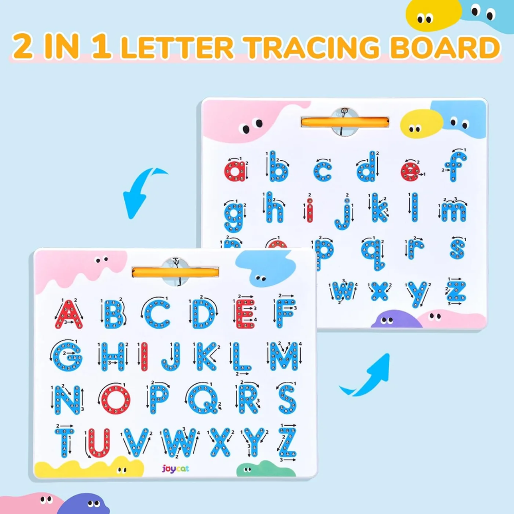 Kids Double-Sided Magnetic Alphabet Tracing Board – Uppercase and Lowercase Letter Learning Toy with Stylus