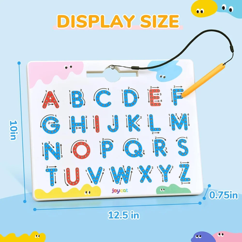 Kids Double-Sided Magnetic Alphabet Tracing Board – Uppercase and Lowercase Letter Learning Toy with Stylus