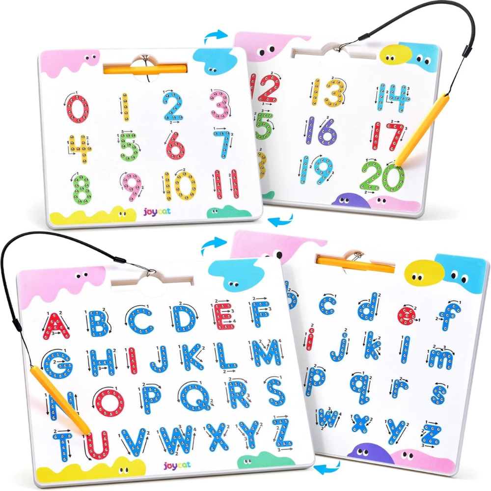 Kids Double-Sided Magnetic Alphabet Tracing Board – Uppercase and Lowercase Letter Learning Toy with Stylus
