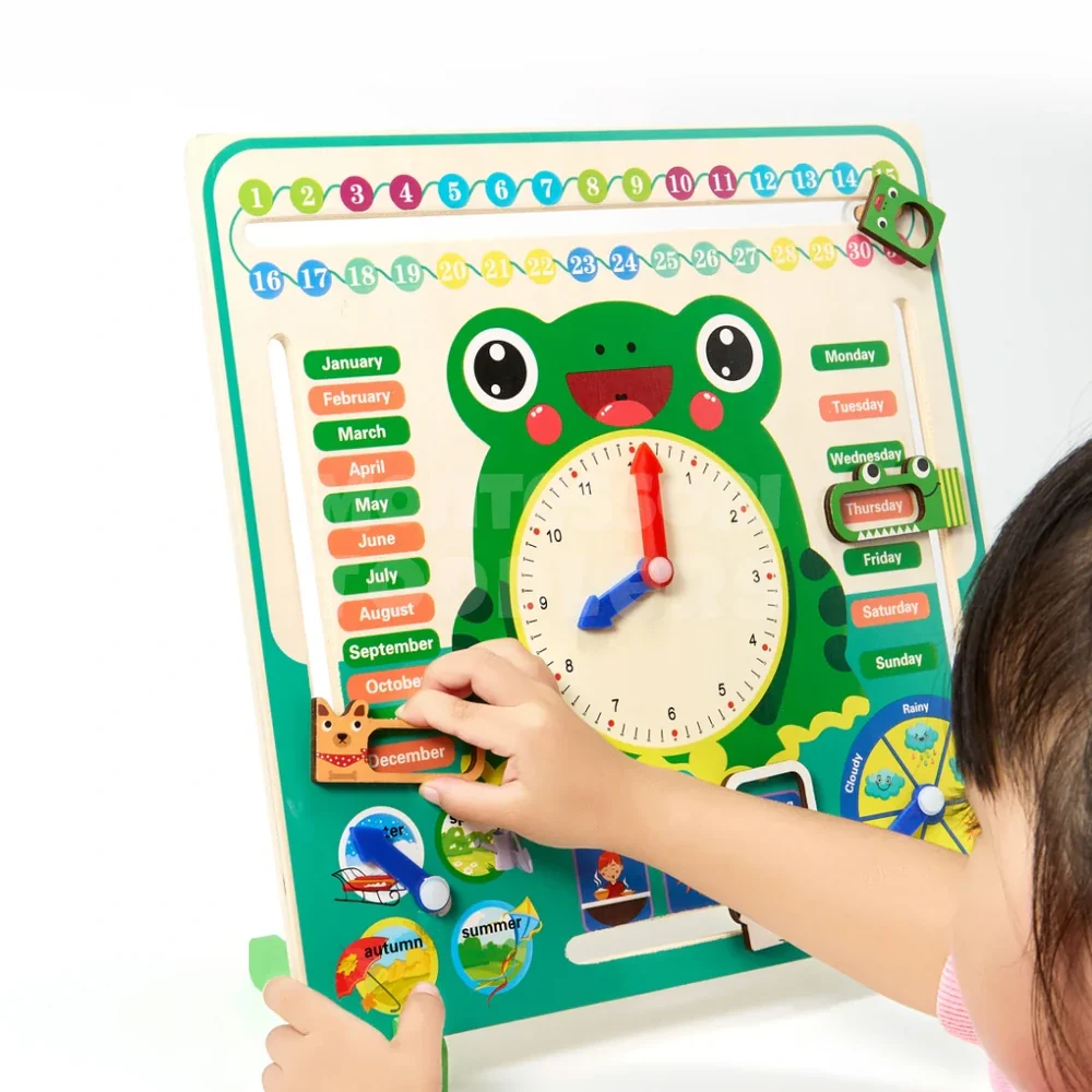 Kids Educational Calendar Clock – Interactive Learning Board for Time, Dates, Weather and Seasons