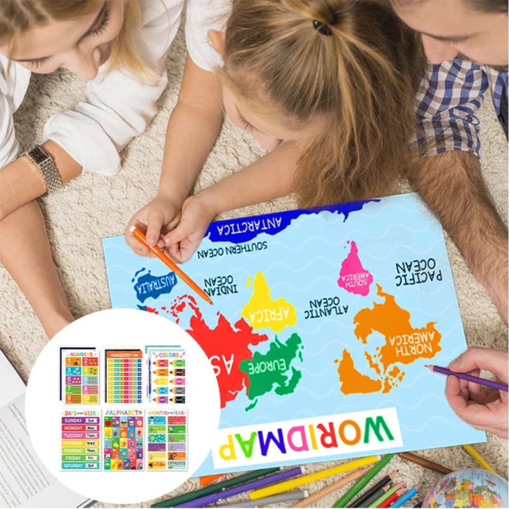 Kids Educational Learning Posters – 18-Piece Colorful Preschool and Classroom Wall Chart Set