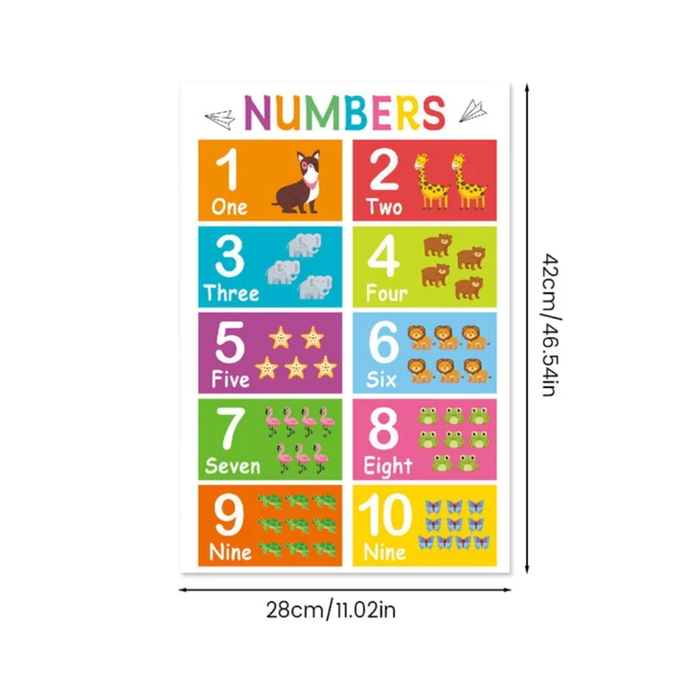 Kids Educational Learning Posters – 18-Piece Colorful Preschool and Classroom Wall Chart Set