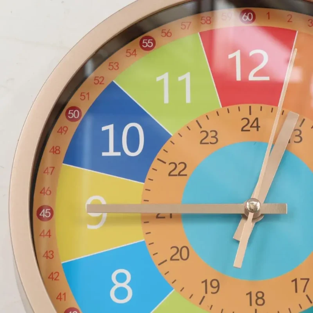 Kids Educational Wall Clock – Easy Read Analog Learning Clock for Children