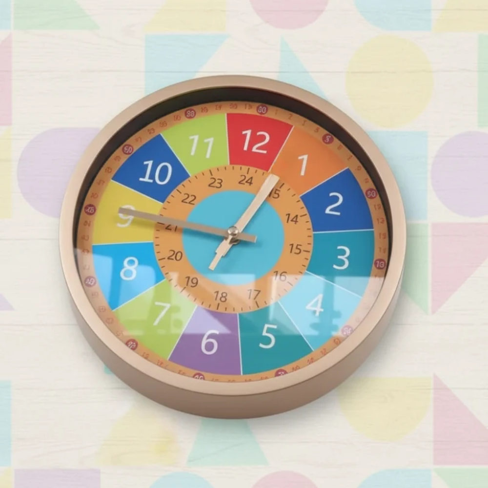 Kids Educational Wall Clock – Easy Read Analog Learning Clock for Children