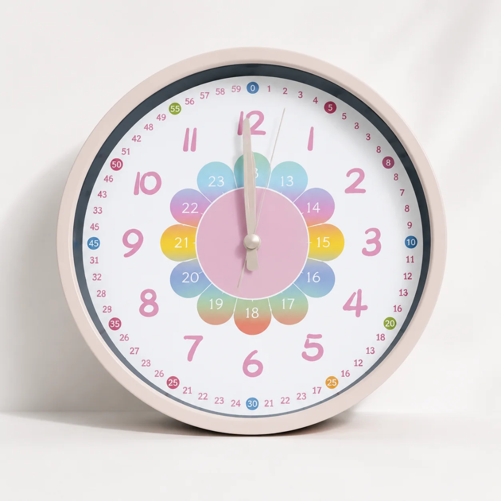 Kids Educational Wall Clock – Easy Read Analog Learning Clock for Children