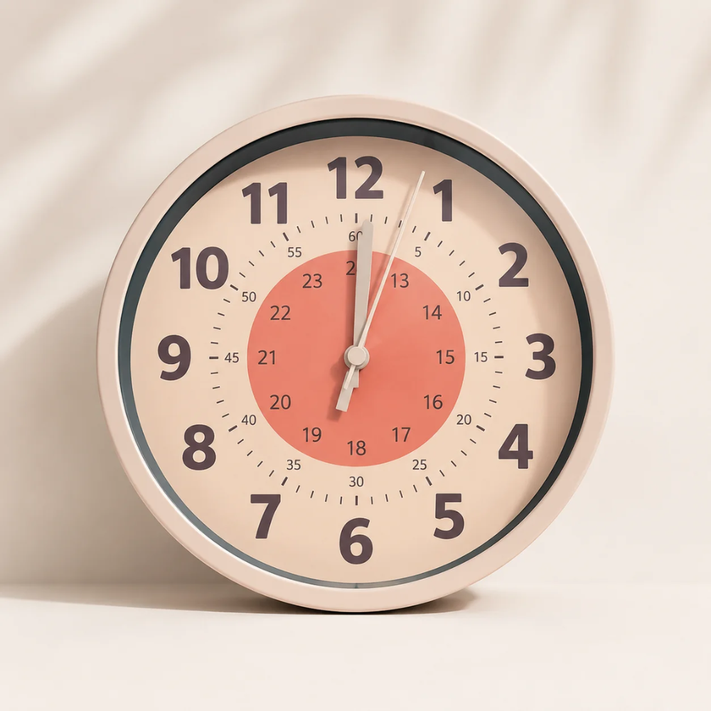 Kids Educational Wall Clock – Easy Read Analog Learning Clock for Children