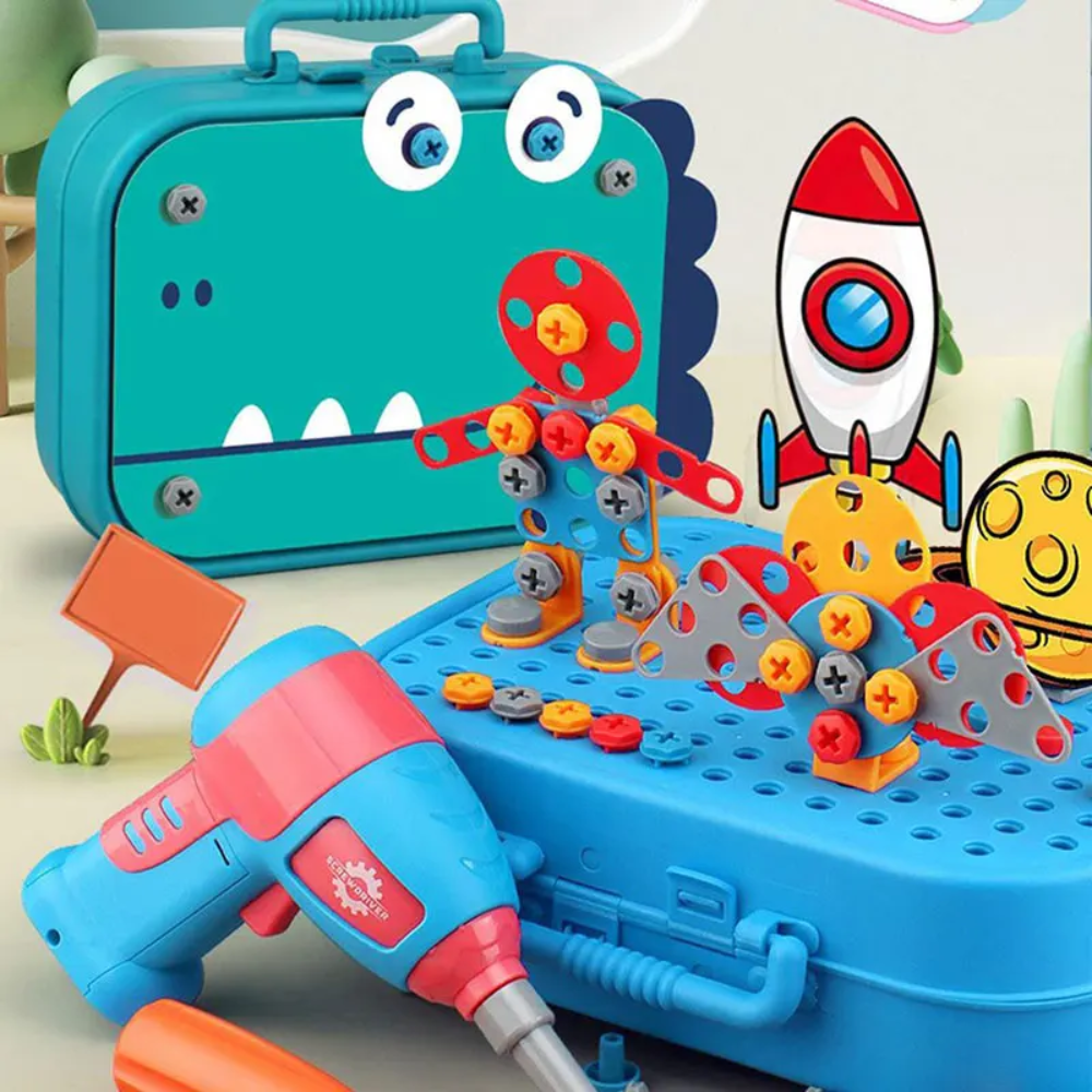 Kids Electric Drill Building Set – Educational Construction Toy with Storage Case