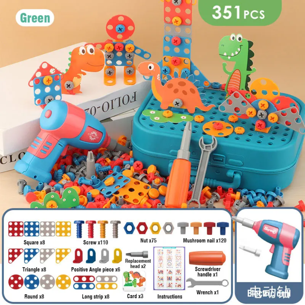 Kids Electric Drill Building Set – Educational Construction Toy with Storage Case