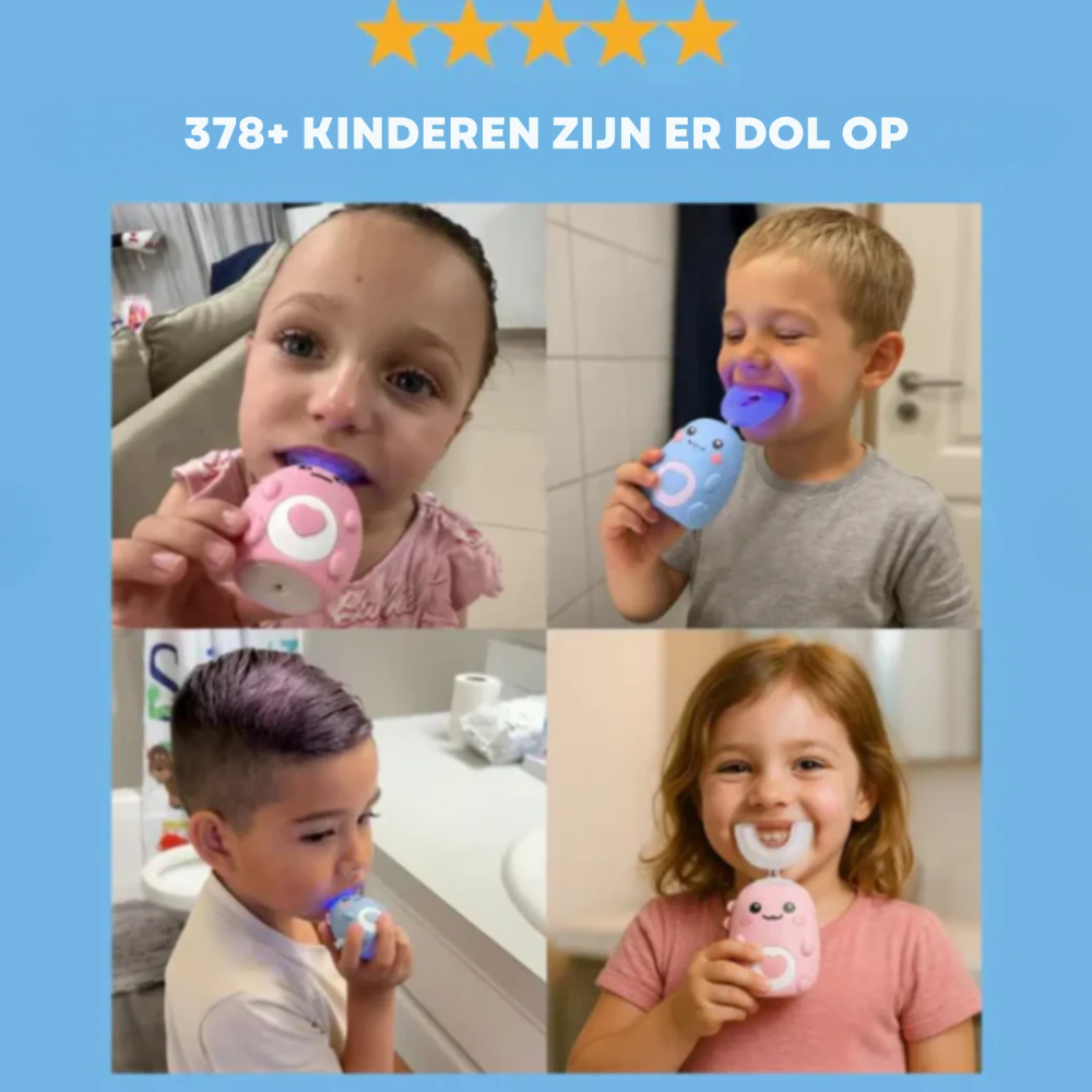 Kids Electric U-Shaped Toothbrush – 360° Silicone Toothbrush with Gentle Vibrations and Dinosaur Design