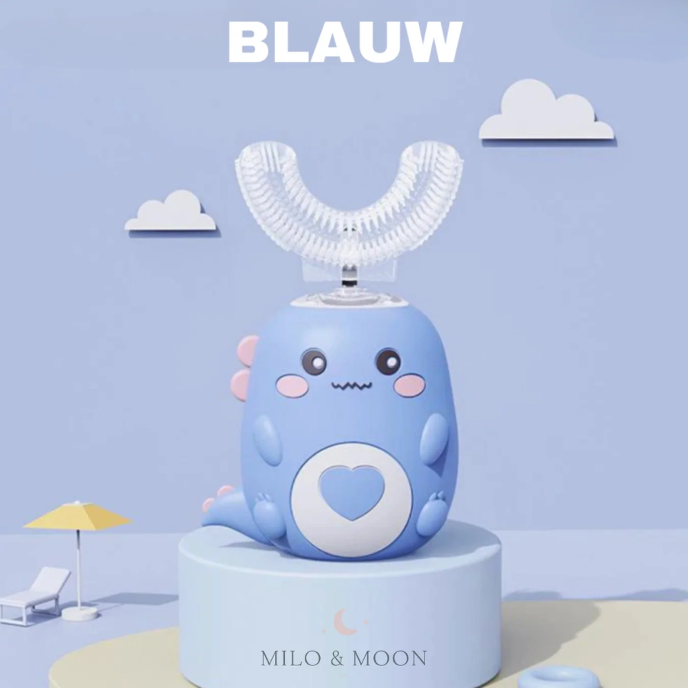 Kids Electric U-Shaped Toothbrush – 360° Silicone Toothbrush with Gentle Vibrations and Dinosaur Design
