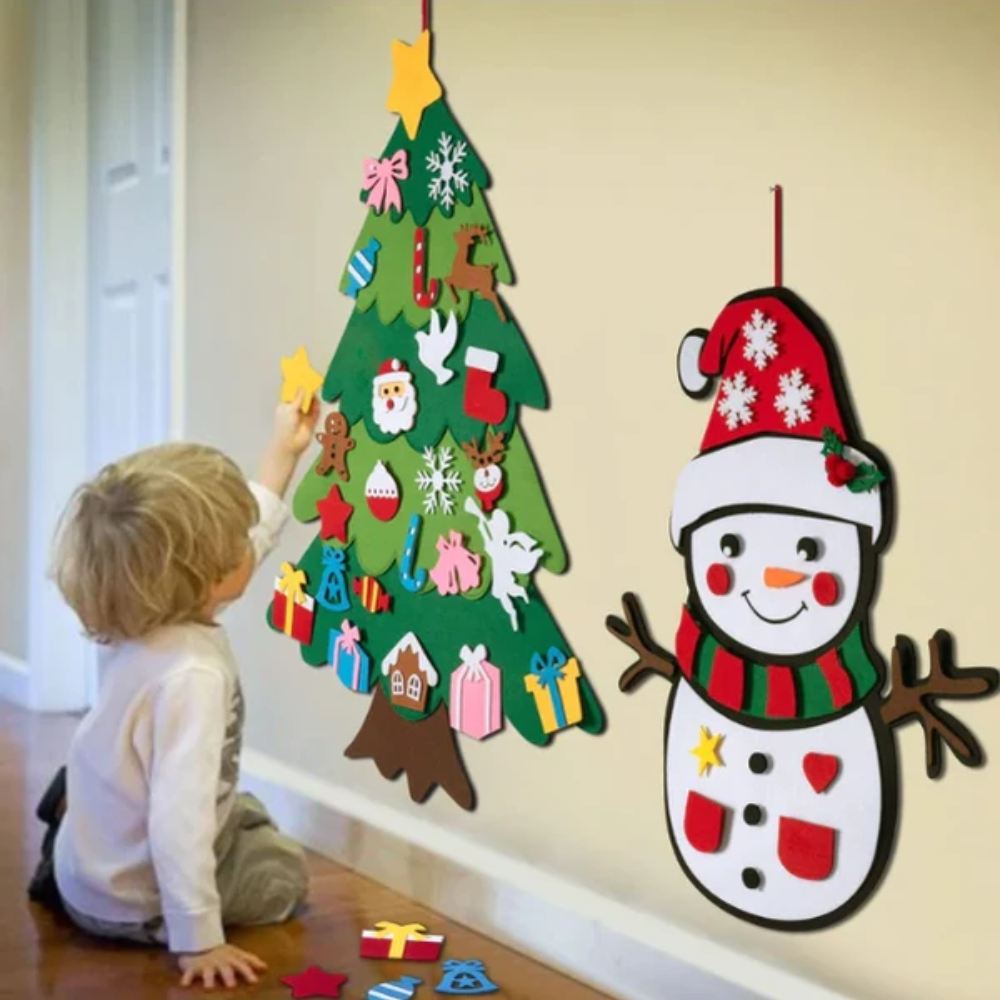 Kids Felt Christmas Tree – Wall Hanging Decorating Activity with Velcro Ornaments