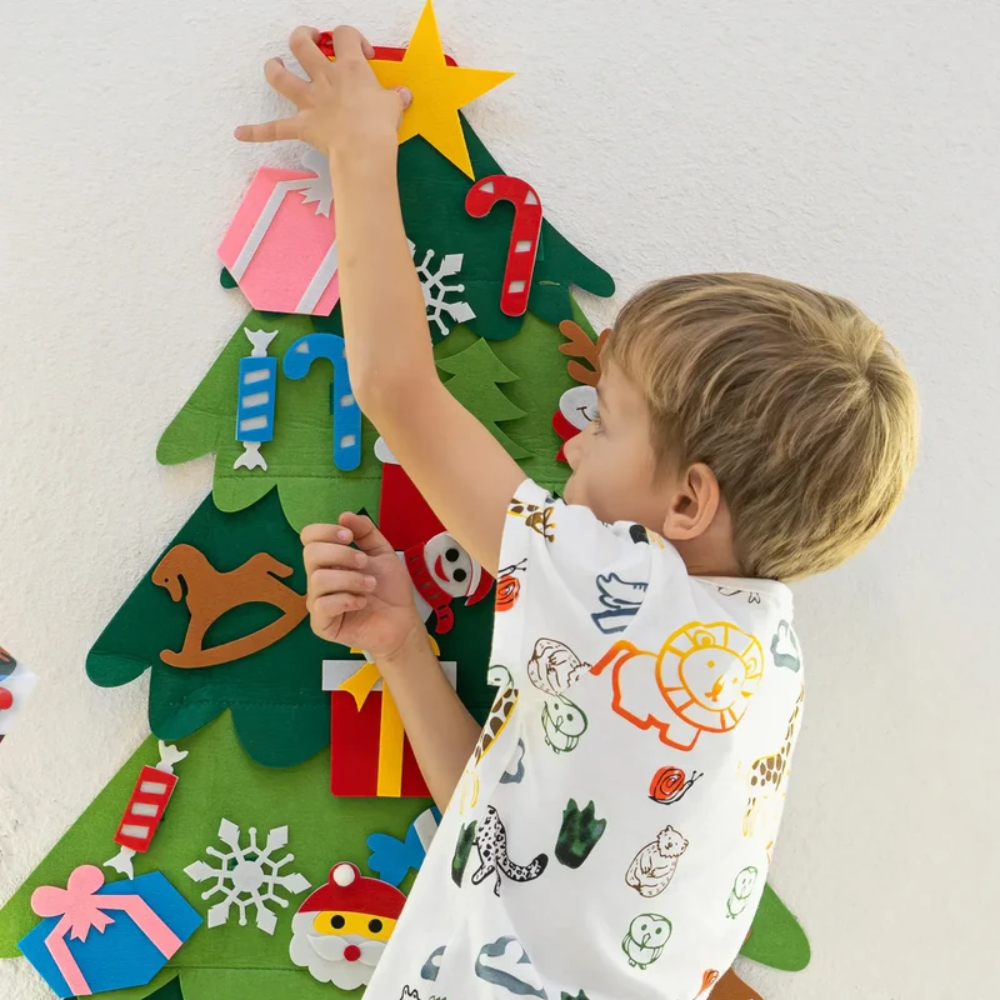 Kids Felt Christmas Tree – Wall Hanging Decorating Activity with Velcro Ornaments