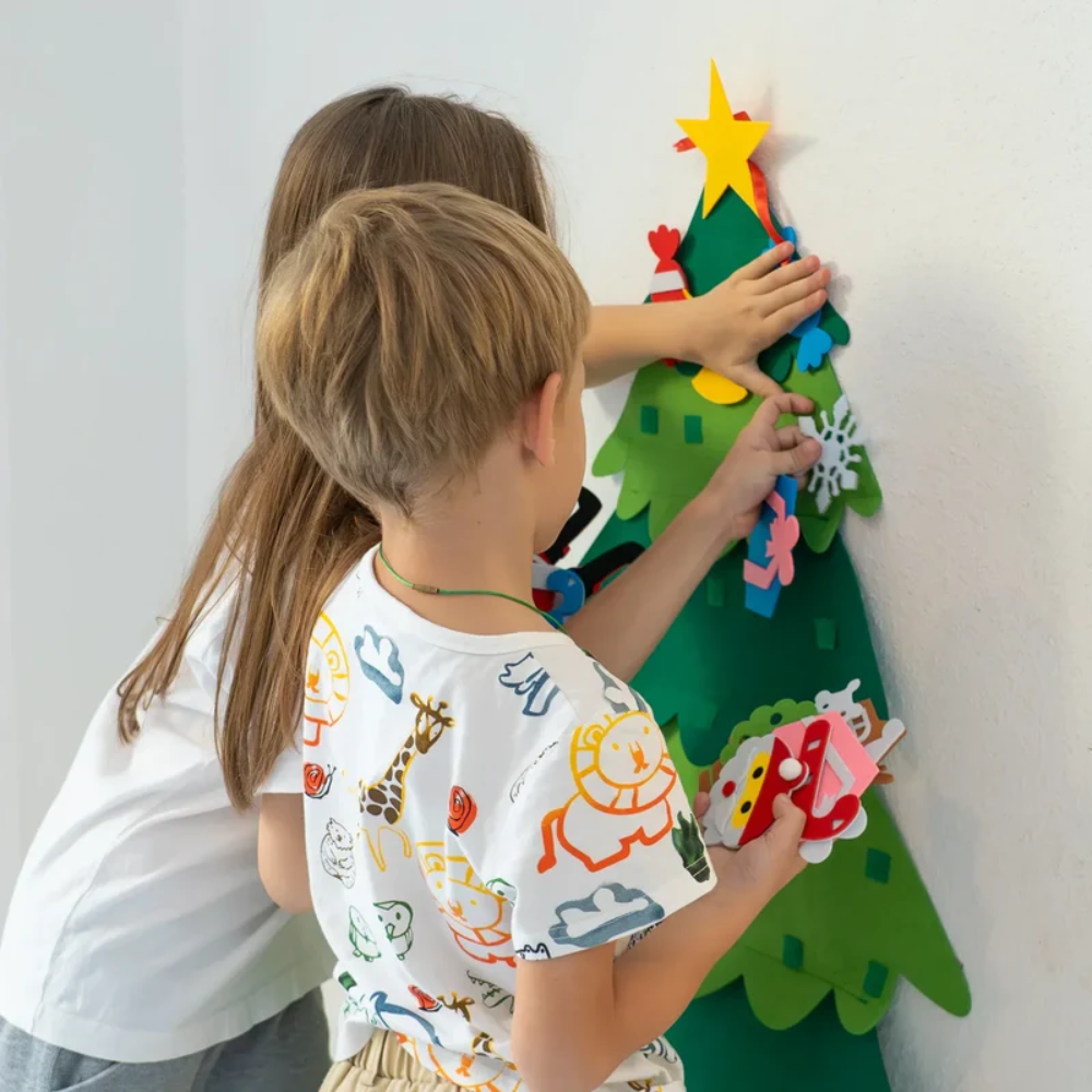 Kids Felt Christmas Tree – Wall Hanging Decorating Activity with Velcro Ornaments