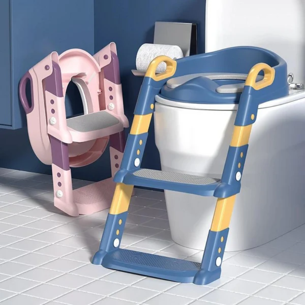 Kids Foldable Potty Training Seat with Steps – Toddler Toilet Ladder with Climbing Steps