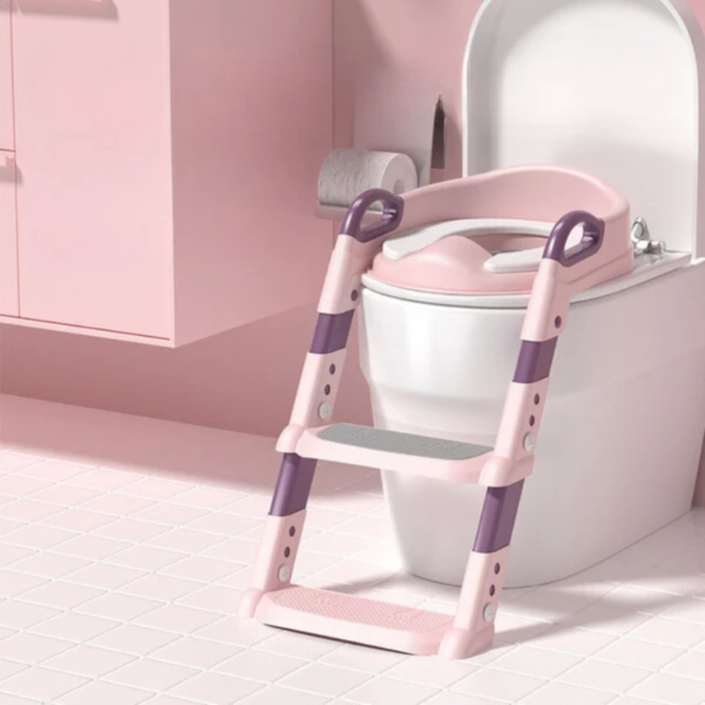 Kids Foldable Potty Training Seat with Steps – Toddler Toilet Ladder with Climbing Steps