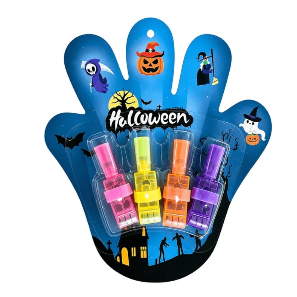 Kids Halloween Finger Projection Lights – LED Spooky Pattern Projector Toys with Elastic Straps