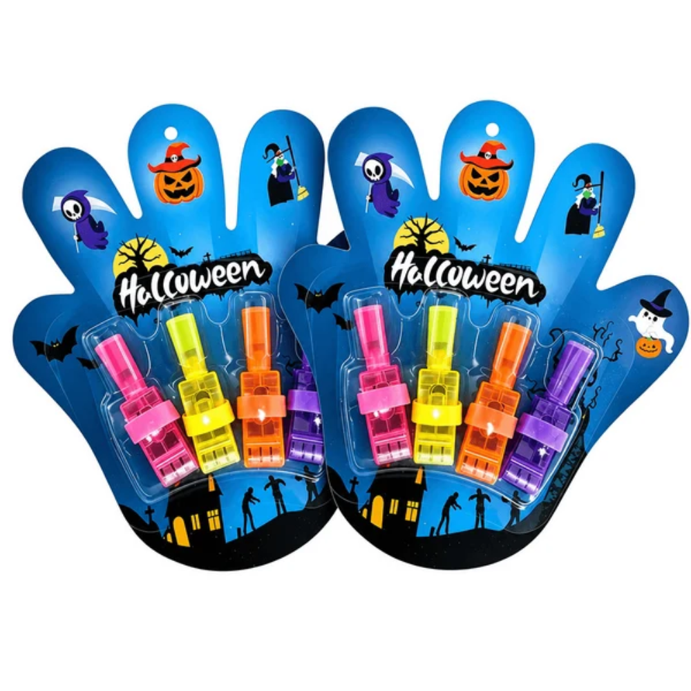 Kids Halloween Finger Projection Lights – LED Spooky Pattern Projector Toys with Elastic Straps