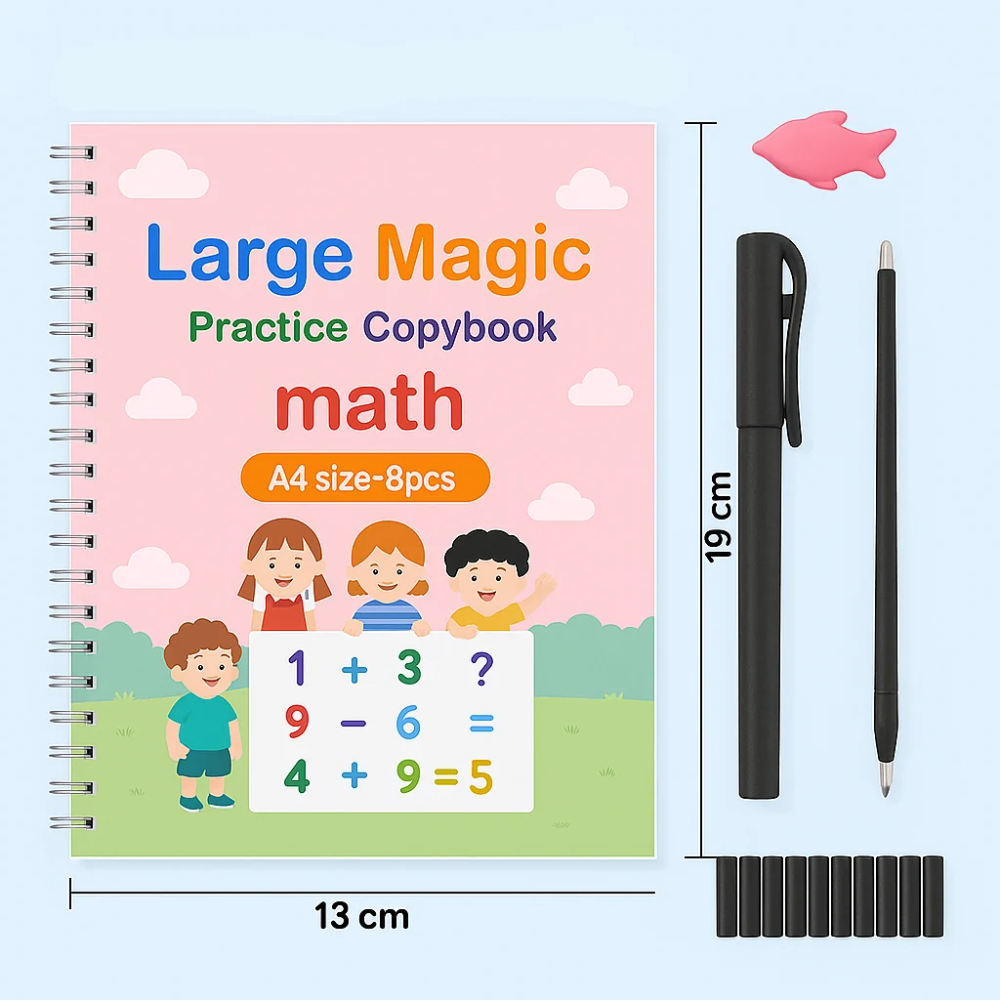 Kids Handwriting Practice Book Set – 4 Educational Tracing Workbooks with Pens
