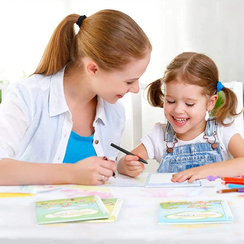 Kids Handwriting Practice Book Set – 4 Educational Tracing Workbooks with Pens