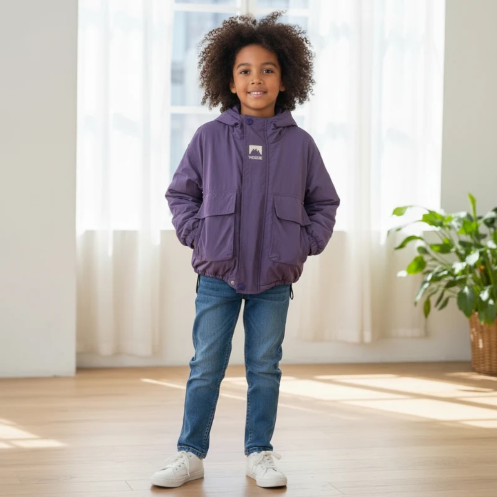 Kids Hooded Windbreaker Jacket – Water-Resistant Lightweight Outdoor Coat