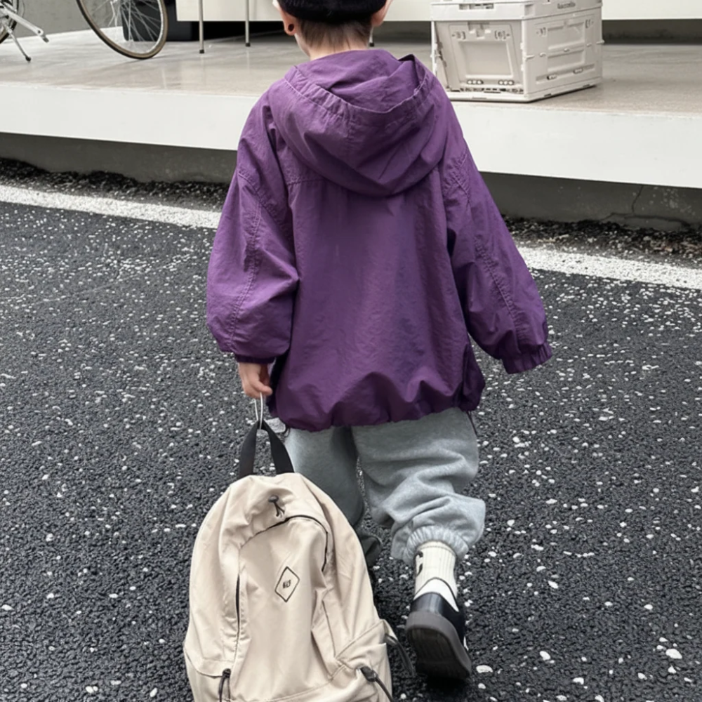 Kids Hooded Windbreaker Jacket – Water-Resistant Lightweight Outdoor Coat