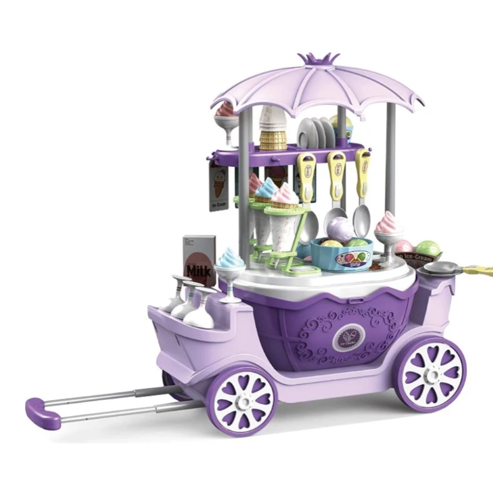 Kids Ice Cream Cart Playset – Pretend Play Shop with Accessories