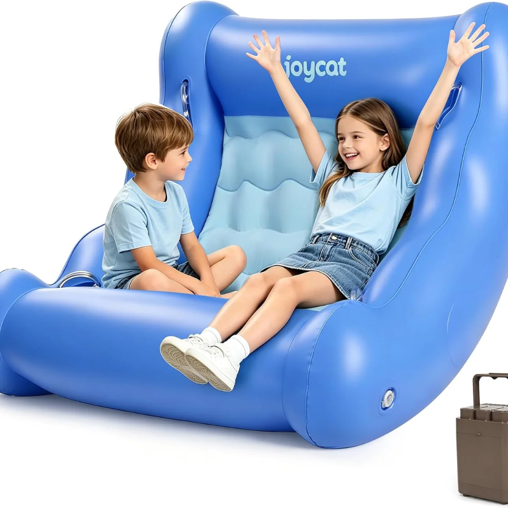 Kids Inflatable Sensory Rocking Chair – U-Shaped Rocker Seat with Rechargeable Air Pump