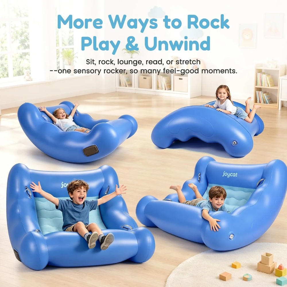 Kids Inflatable Sensory Rocking Chair – U-Shaped Rocker Seat with Rechargeable Air Pump