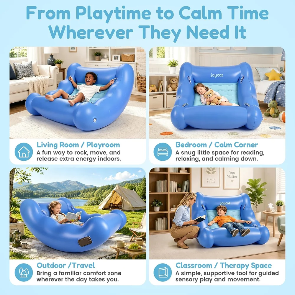 Kids Inflatable Sensory Rocking Chair – U-Shaped Rocker Seat with Rechargeable Air Pump