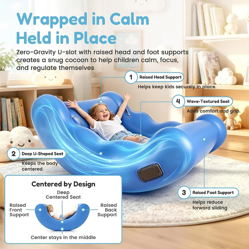 Kids Inflatable Sensory Rocking Chair – U-Shaped Rocker Seat with Rechargeable Air Pump