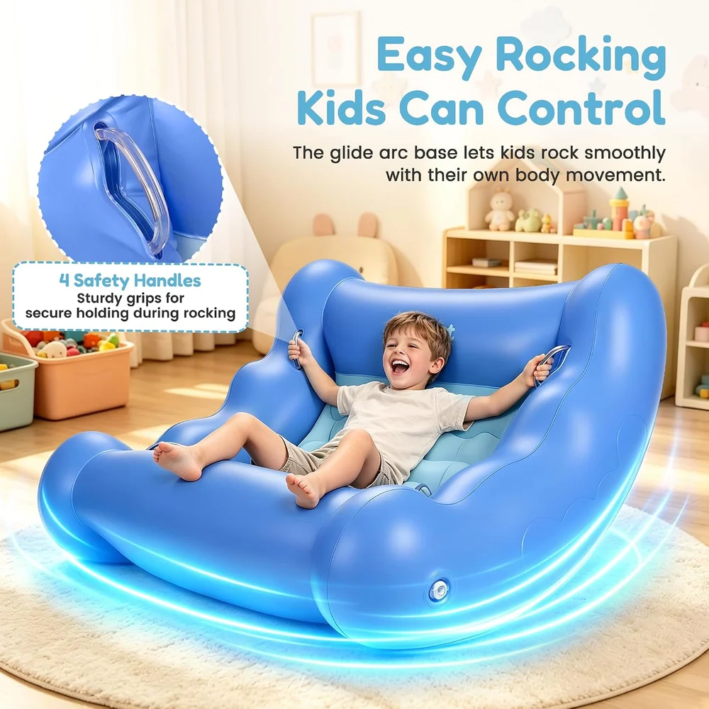 Kids Inflatable Sensory Rocking Chair – U-Shaped Rocker Seat with Rechargeable Air Pump