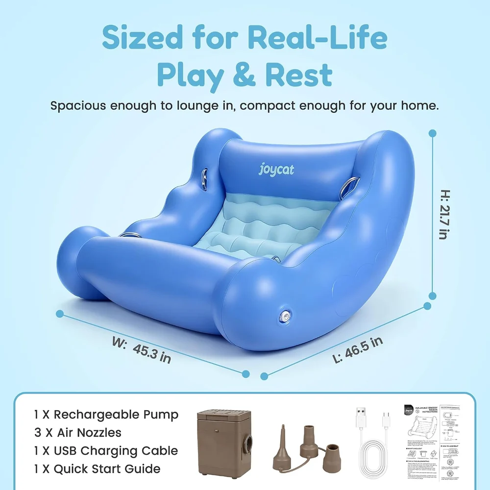 Kids Inflatable Sensory Rocking Chair – U-Shaped Rocker Seat with Rechargeable Air Pump
