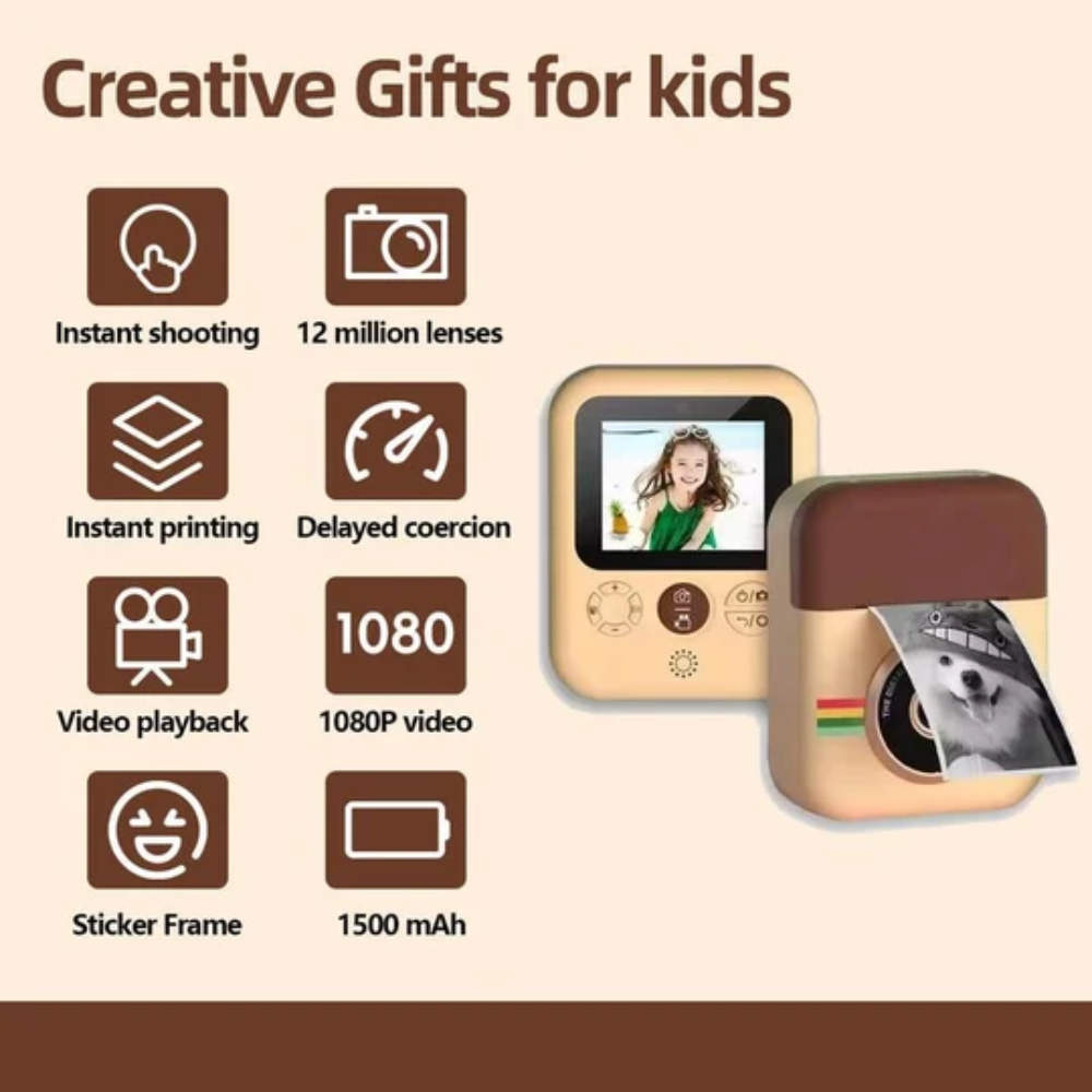 Kids Instant Print Camera – Digital Camera with 1080P Video and 2.4-Inch Screen