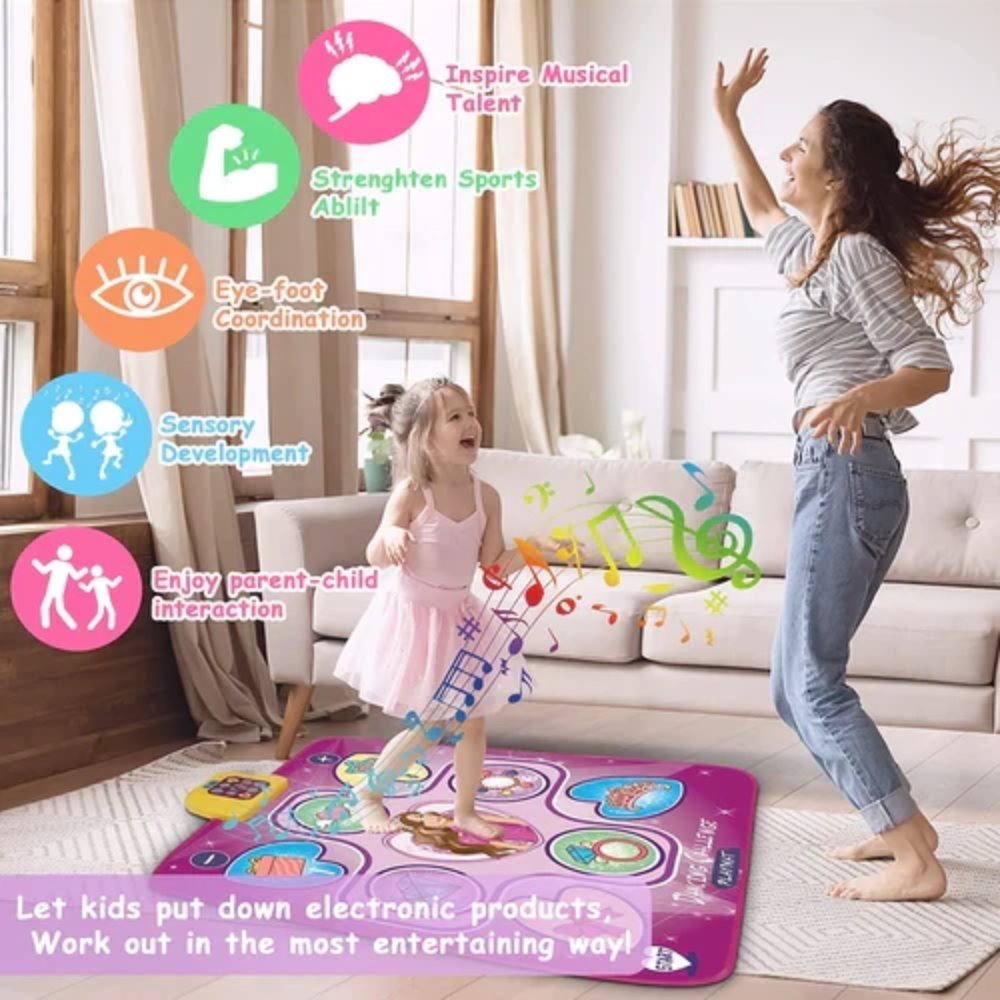 Kids Interactive Dance Mat – Musical Dancing Game with LED Lights and 5 Play Modes