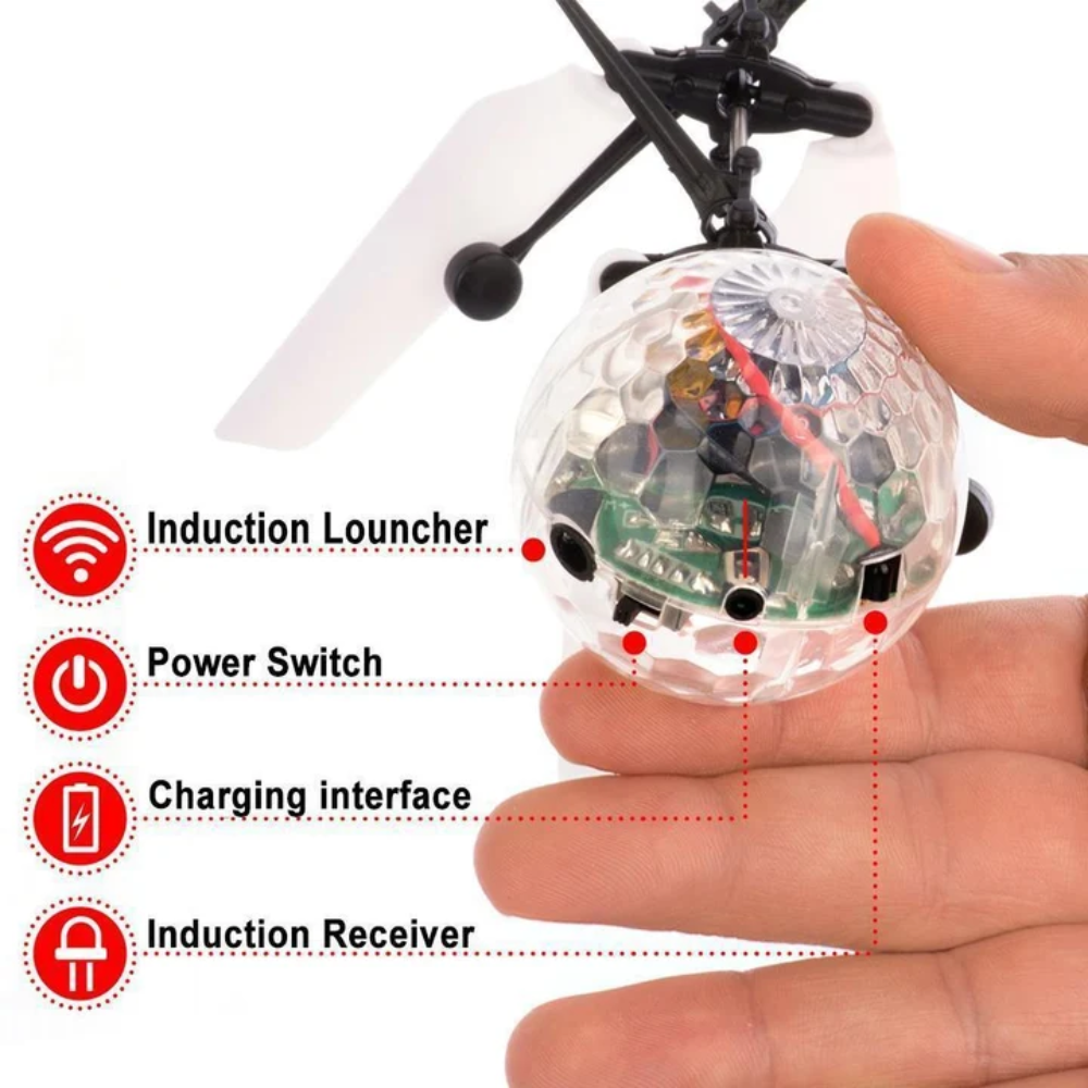 Kids LED Flying Ball Toy – USB Rechargeable Hand-Controlled Hover Ball with Colorful Lights